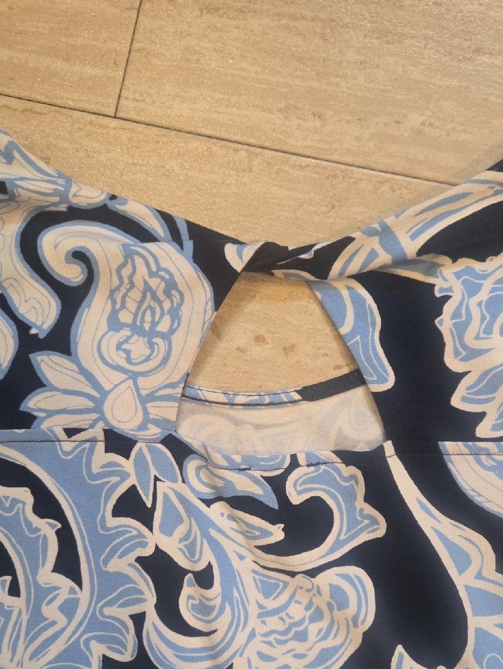 Talbot's Blue/White Dynamic Paisley Print Jersey Maxi Dress - Picture 9 of 11